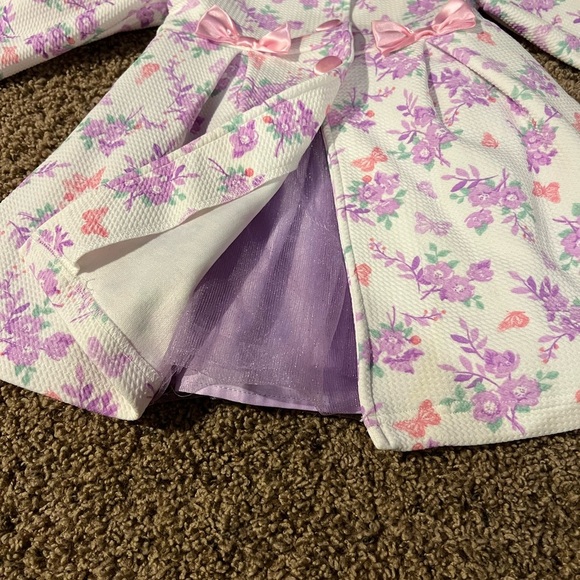 Blueberri Boulevard Girls Size 24 months Purple Floral Dress with Tulle and Coat - Picture 3 of 13